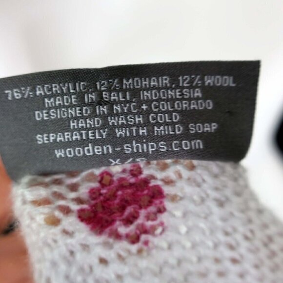 Wooden Ships Oversized Knit Sweater V-Neck Mohair Blend Polka Dot Women's XS/SM - Picture 5 of 5